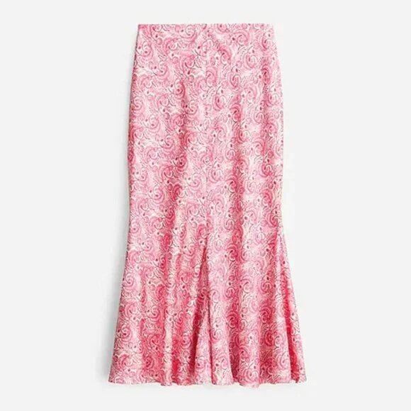 J. Crew Midi Flare Slip Skirt XXS Romantic Silky Satin Paisley Going out - Picture 3 of 10